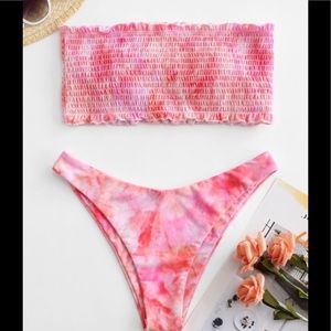 Zaful Pink Tie Dye Bikini